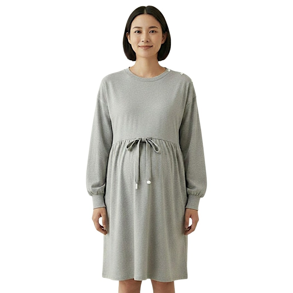 Seraphine Cassidy Dress M Gray Nursing Maternity Casual Drawstring Jersey Knit